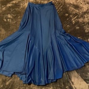 Flamenco Skirt Blue Full Half Circe Dance Skirt long Ankle length